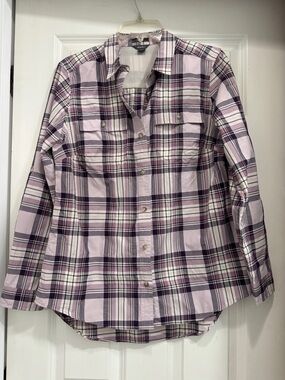 Eddie Bauer Lavender Plaid Button-Down Shirt